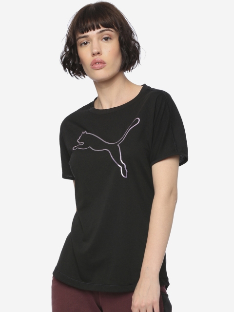 Puma Women Black Printed Round Neck T-shirt