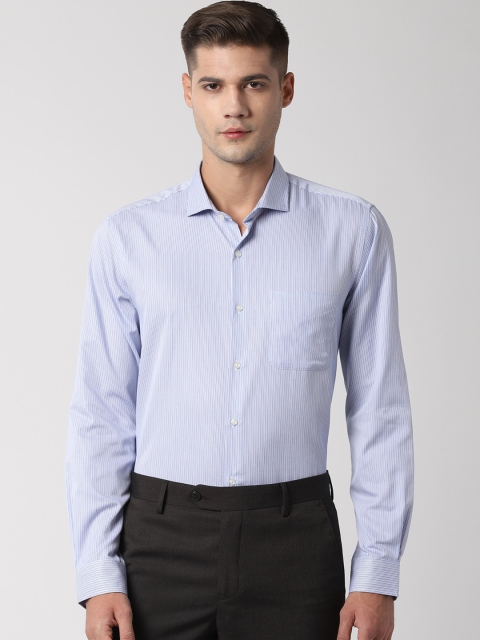 Peter England Men Blue Regular Fit Striped Formal Shirt