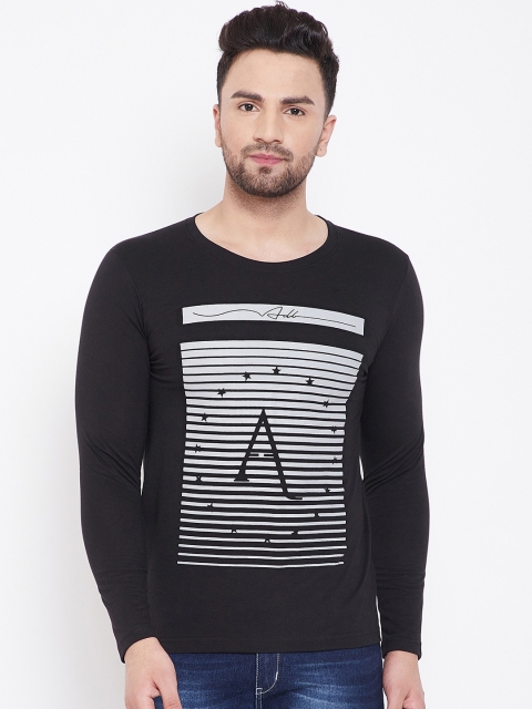 Adobe Men Black & Grey Printed Round Neck T-shirt