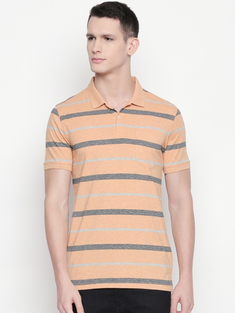 BYFORD by Pantaloons Men Orange Striped Polo Collar T-shirt