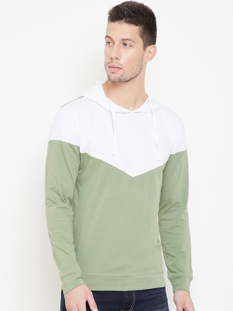GRITSTONES Men White Colourblocked Hood T-shirt