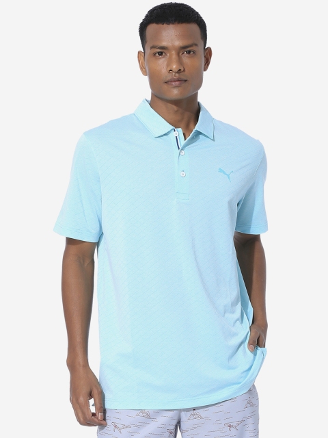 Puma Men Blue Solid Polo Collar T-shirt