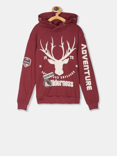 Cherokee Boys Red Printed Hooded Sweatshirt