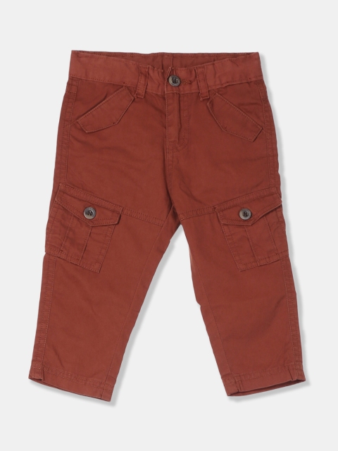 Donuts Boys Brown Regular Fit Solid Cargos