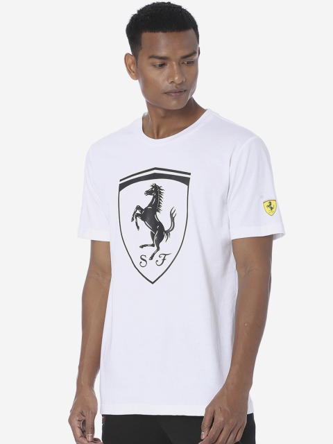Puma Men White SF Big Shield Printed Round Neck T-shirt