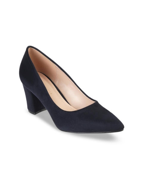 LEMON & PEPPER Women Navy Blue Solid Block Heels