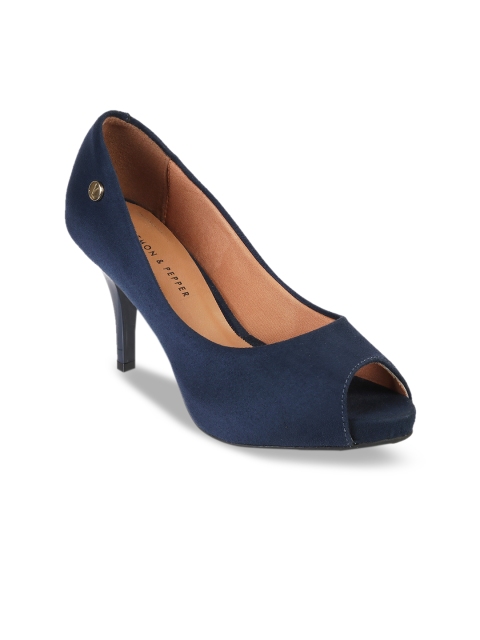 LEMON & PEPPER Women Blue Solid Peep Toes