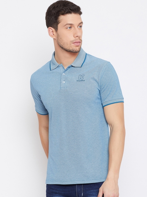 KROSSSTITCH Men Blue Solid Polo Collar T-shirt