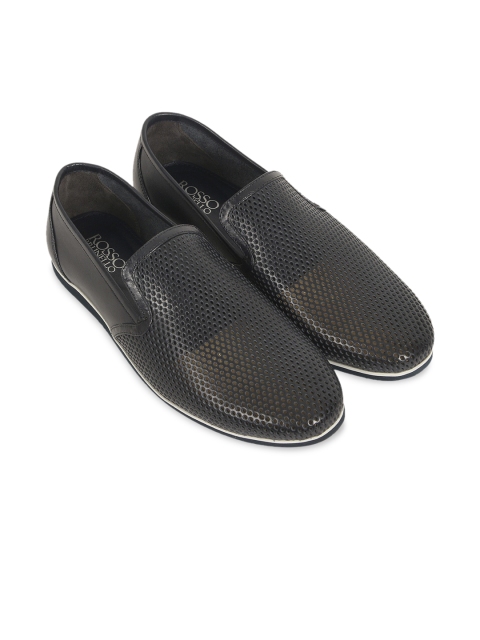 ROSSO BRUNELLO Men Blue Textured Leather Formal Loafers