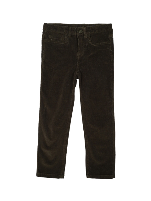 Allen Solly Junior Boys Olive Green Regular Fit Self Design Regular Trousers