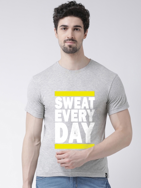 Friskers Men Grey Printed Round Neck T-shirt