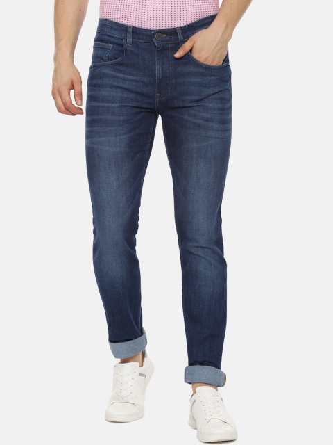 V Dot Men Blue Slim Fit Mid-Rise Clean Look Stretchable Jeans