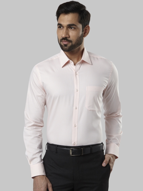 Raymond Men Peach-Coloured Regular Fit Self Design Formal Shirt