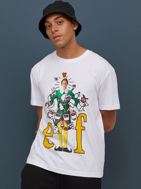 H&M Men White T-Shirt With A Motif
