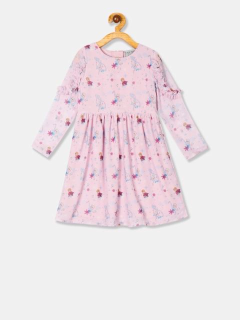 Colt Girls Pink Frozen Printed Fit and Flare Dress