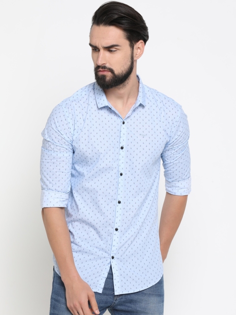 SHOWOFF Men Blue Slim Fit Printed Casual Shirt