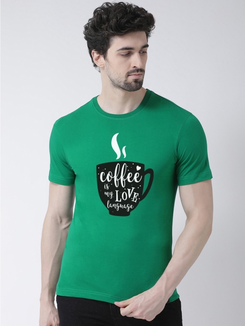 Friskers Men Green & Black Printed Round Neck T-shirt