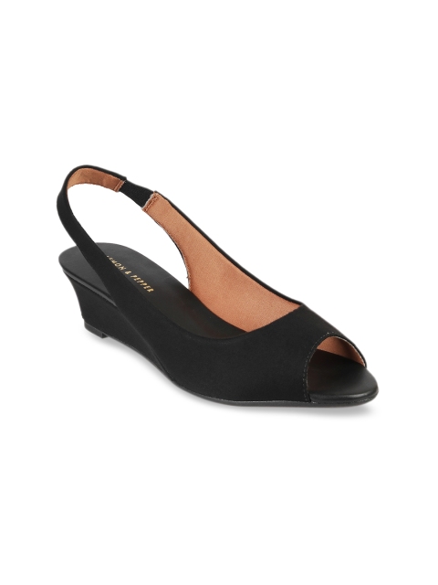 LEMON & PEPPER Women Black Solid Peep Toes