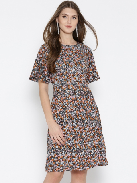 Sera Women Multicoloured Printed Fit and Flare Dress, Multi