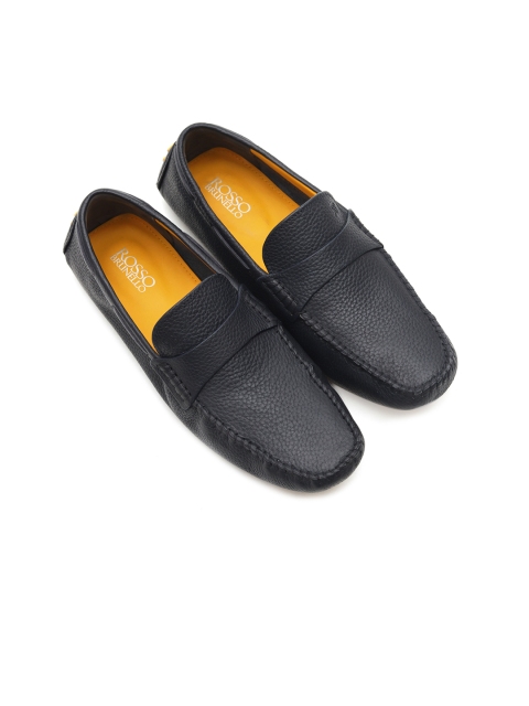 ROSSO BRUNELLO Men Blue Textured Leather Formal Loafers