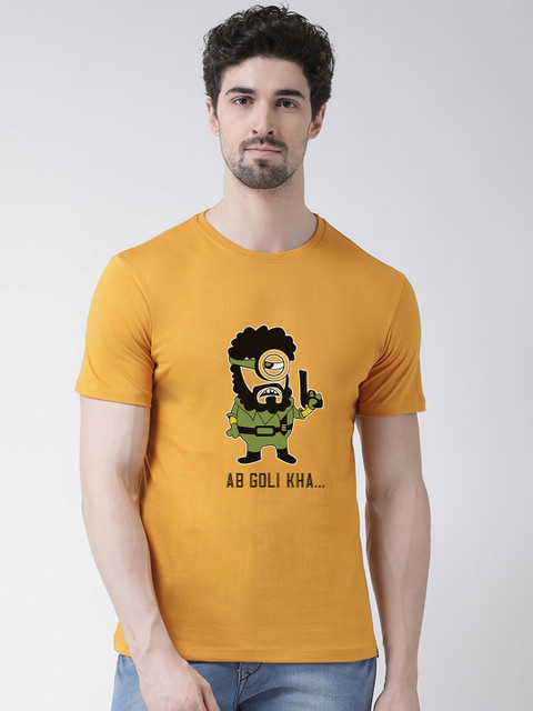 Friskers Men Mustard Yellow Printed Round Neck T-shirt
Friskers Men Mustard Yellow Printed Round Neck T-shirt