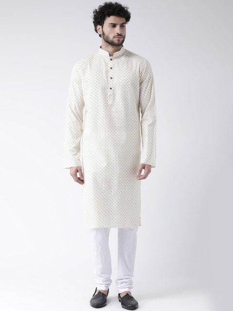 TABARD Men Off-White Printed Straight Kurta