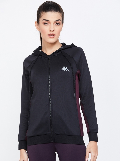 Kappa Women Navy Blue & Burgundy Solid Sporty Jacket
