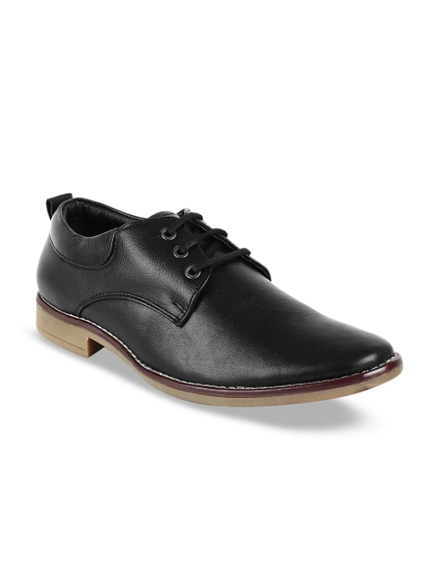 Vardhra Men Black Solid Leather Formal Derbys