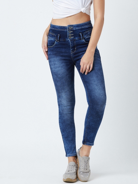 Devis Women Navy Blue Skinny Fit High-Rise Clean Look Stretchable Jeans