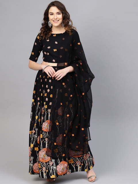 anayna Black Ready to Wear Lehenga & Unstitched Blouse with Dupatta
