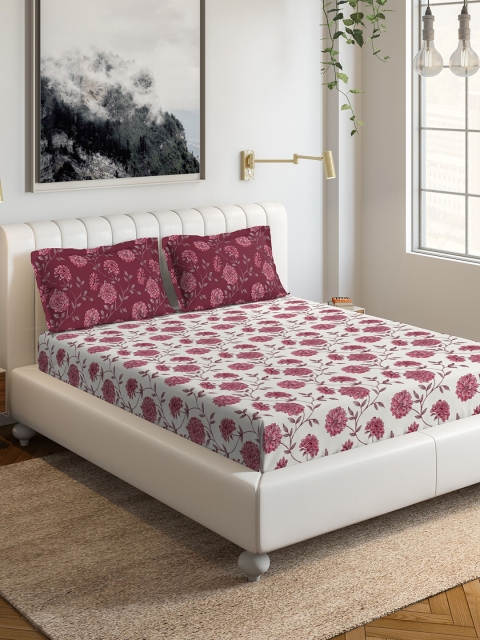 DDecor White & Maroon Floral 144 TC Cotton Double Queen Bedsheet with 2 Pillow Covers
DDecor White & Maroon Floral 144 TC Cotton Double Queen Bedsheet with 2 Pillow Covers
