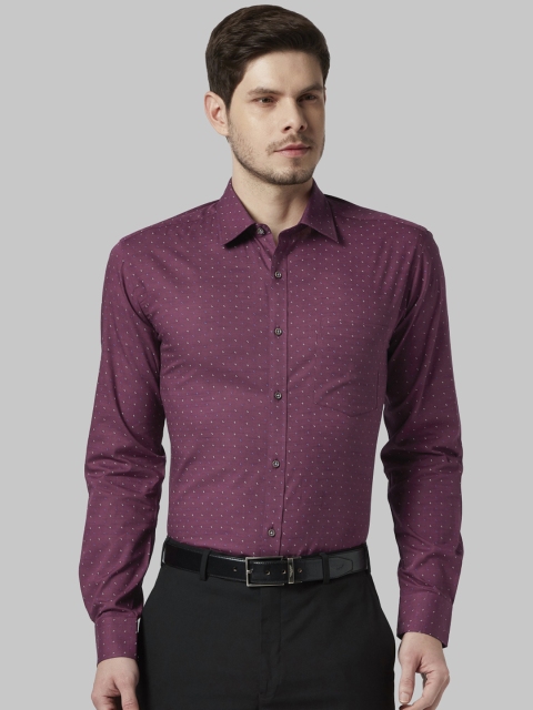 Park Avenue Men Purple & Off-White Printed Slim Fit Formal Shirt