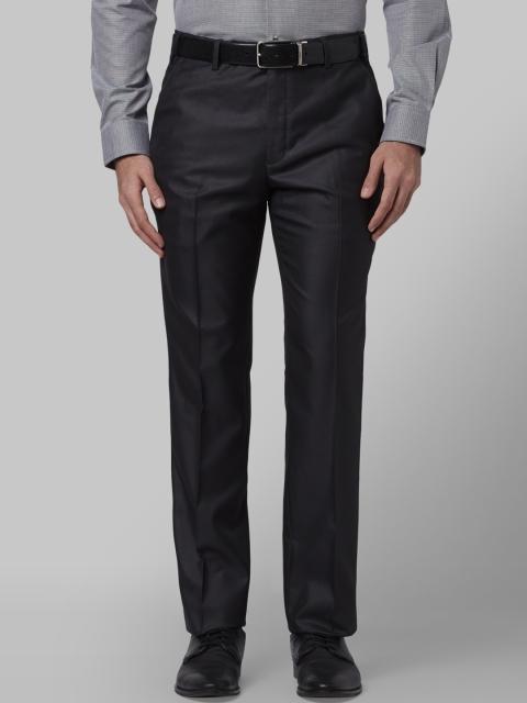 Park Avenue Men Black Slim Fit Solid Formal Trousers