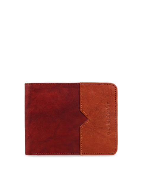 Swiss Design Men Coffee Brown Textured Two Fold Leather Wallet
