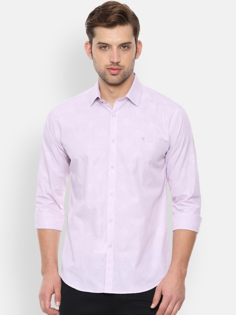 V Dot Men Purple & White Slim Fit Printed Casual Shirt