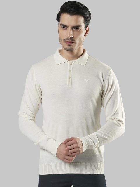 Raymond Men White Solid Pullover Sweater