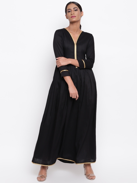 trueBrowns Women Black Solid Ethnic Maxi Dress