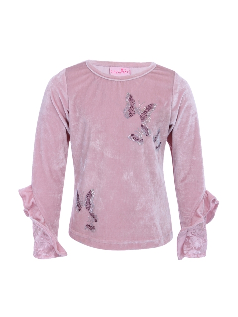CUTECUMBER Girls Pink Embellished Top