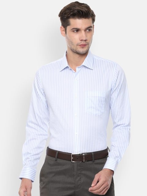 Van Heusen Men Blue & White Striped Slim Fit Formal Shirt
