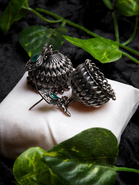 ZeroKaata Silver-Plated Dome Shaped Jhumkas