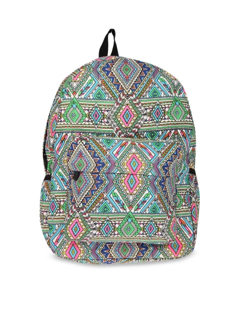 red pout Women Turquoise Blue & Green Geometric Backpack