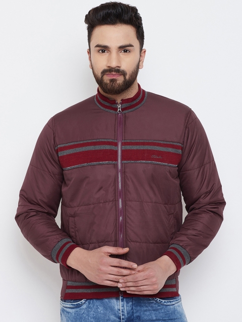Adobe Men Burgundy Solid Padded Jacket