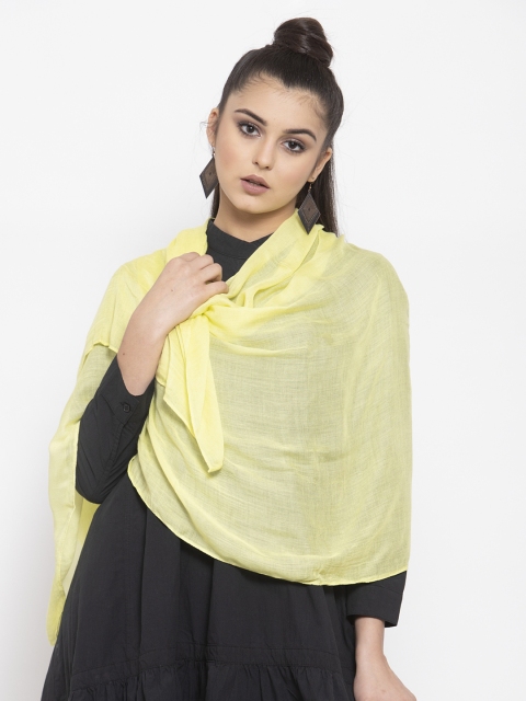 J Style Women Yellow Solid Stole