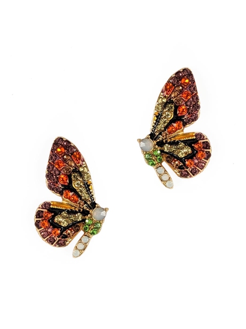 Foxy Sperks Multicoloured Gold-Plated Quirky Studs, Multi