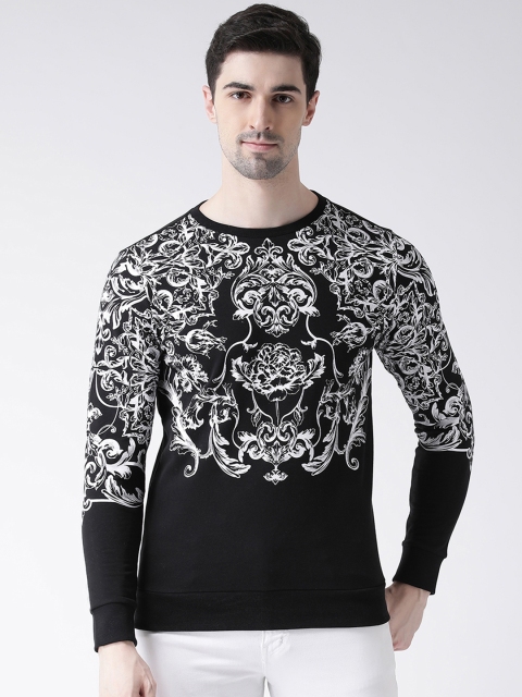 Leo Sansini Men Black & White Printed Sweatshirt