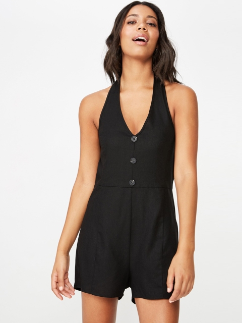 COTTON ON Women Black Solid Playsuit