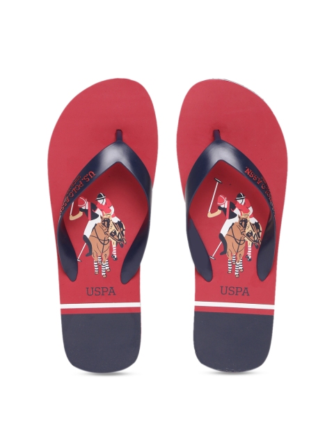 U.S. Polo Assn. Men Red Printed Thong Flip-Flops