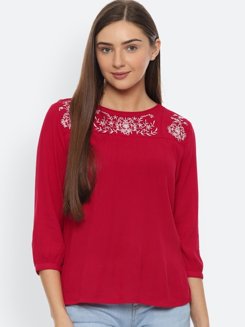 People Women Pink Solid Top