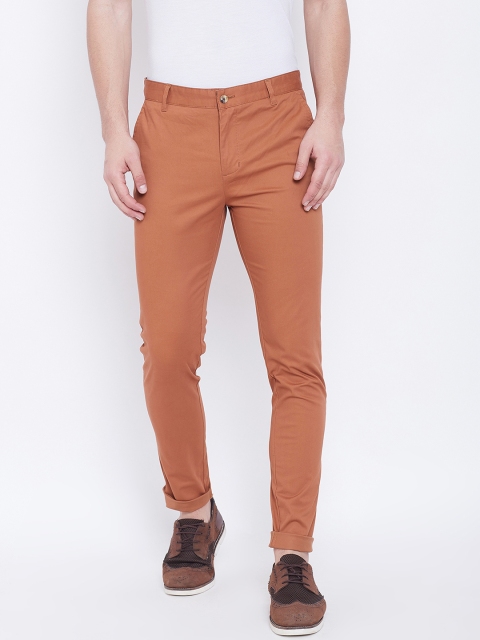 JUMP USA Men Rust Brown Solid Slim Fit Chinos