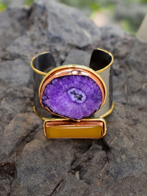 ZeroKaata Purple Brass Cuff Bracelet